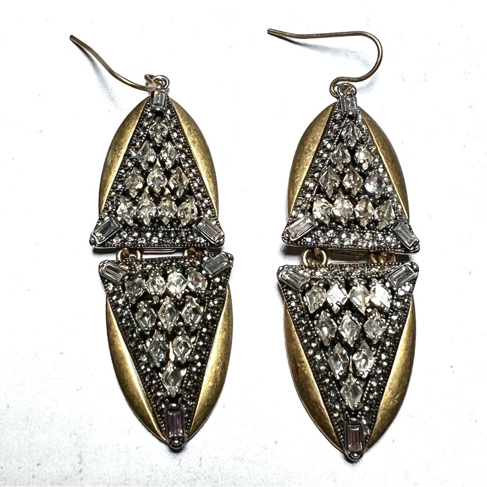 Vtg J Crew crystal triangle earrings
